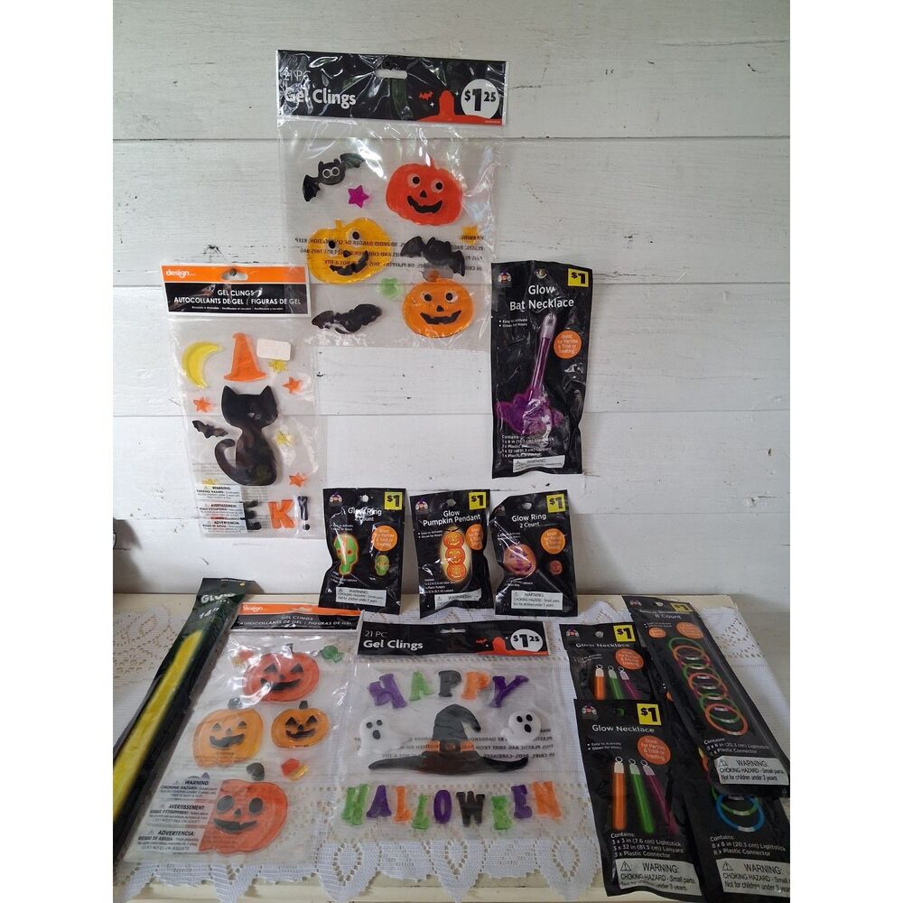 Halloween Glow Party Lot 13 Pieces Gel Clings
